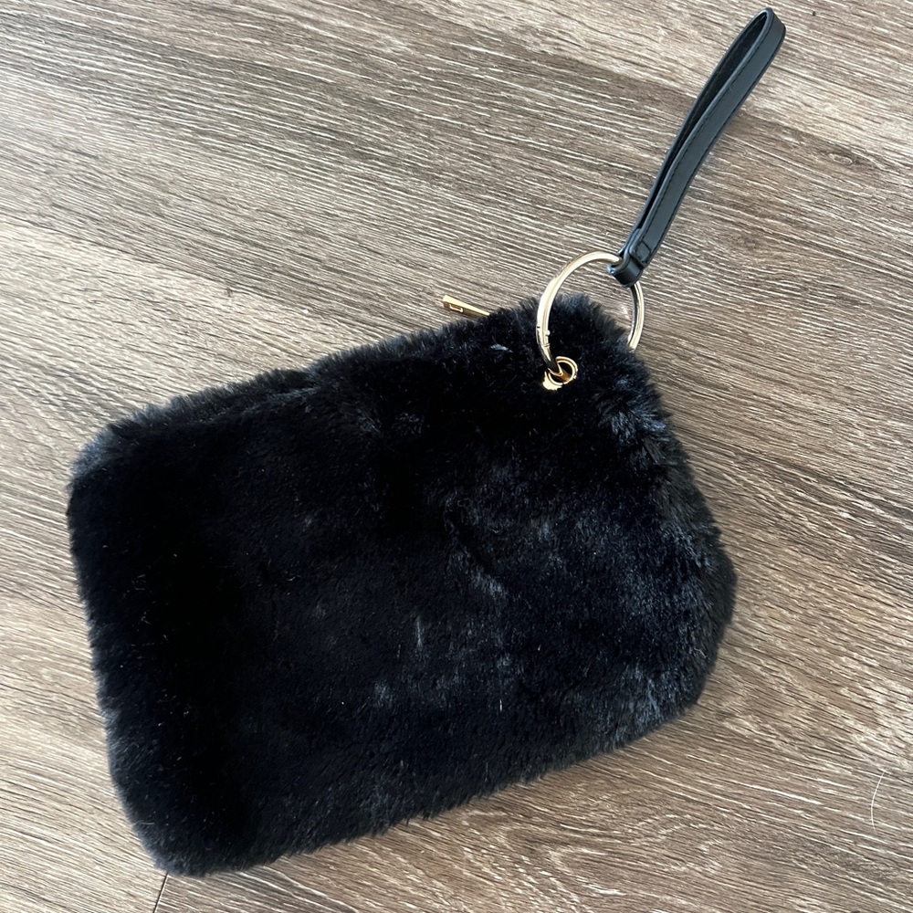 a new day Black Faux Fur Wristlet